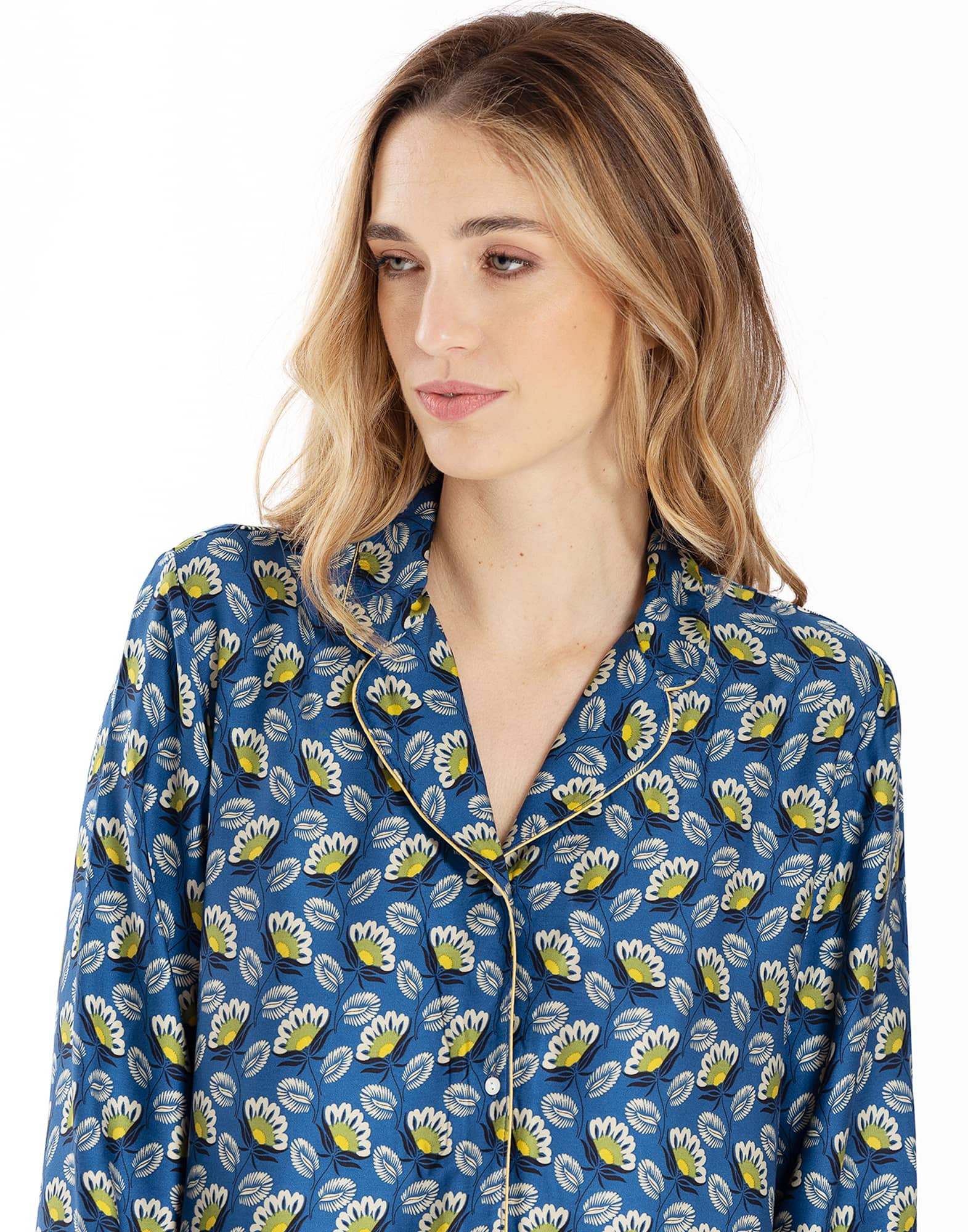 Buttoned pyjamas ZOÉ 606 100% viscose blue