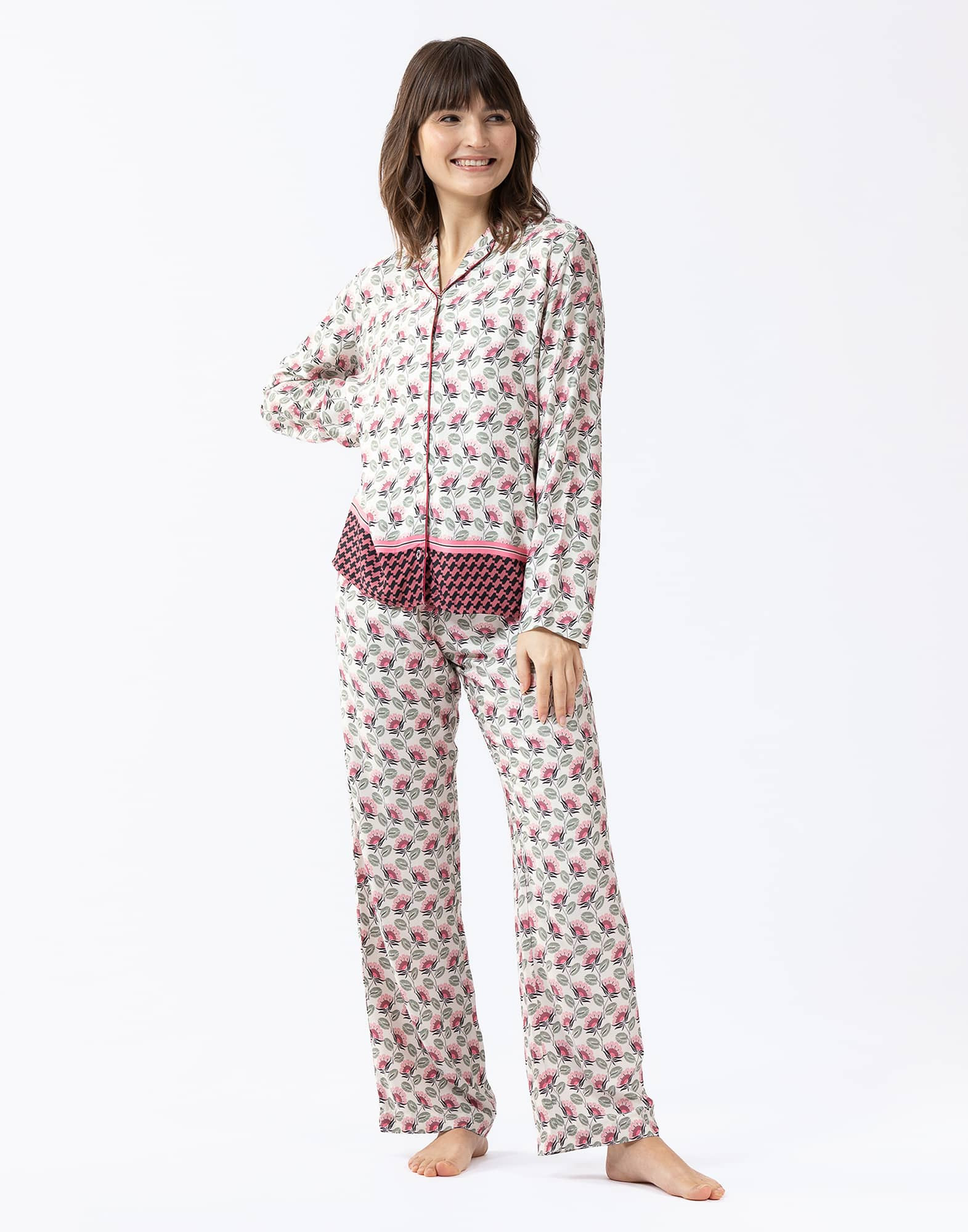 Pyjama boutonné en viscose imprimée écru ZOÉ 606  écru
