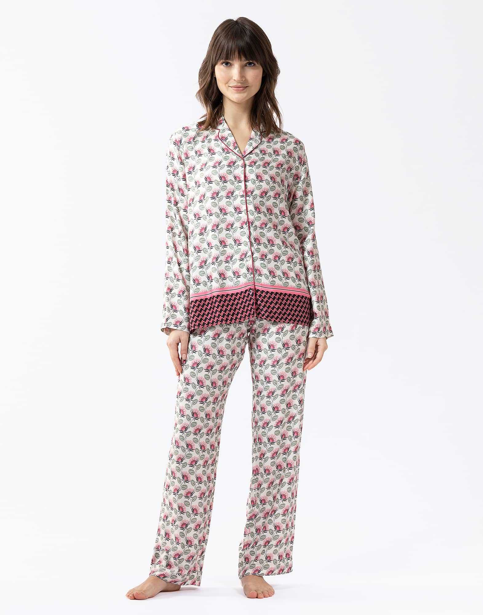 Pyjama boutonné en viscose imprimée écru ZOÉ 606  écru | Lingerie le Chat