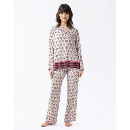 Buttoned pyjamas ZOÉ 606 100% viscose ecru | Lingerie le Chat