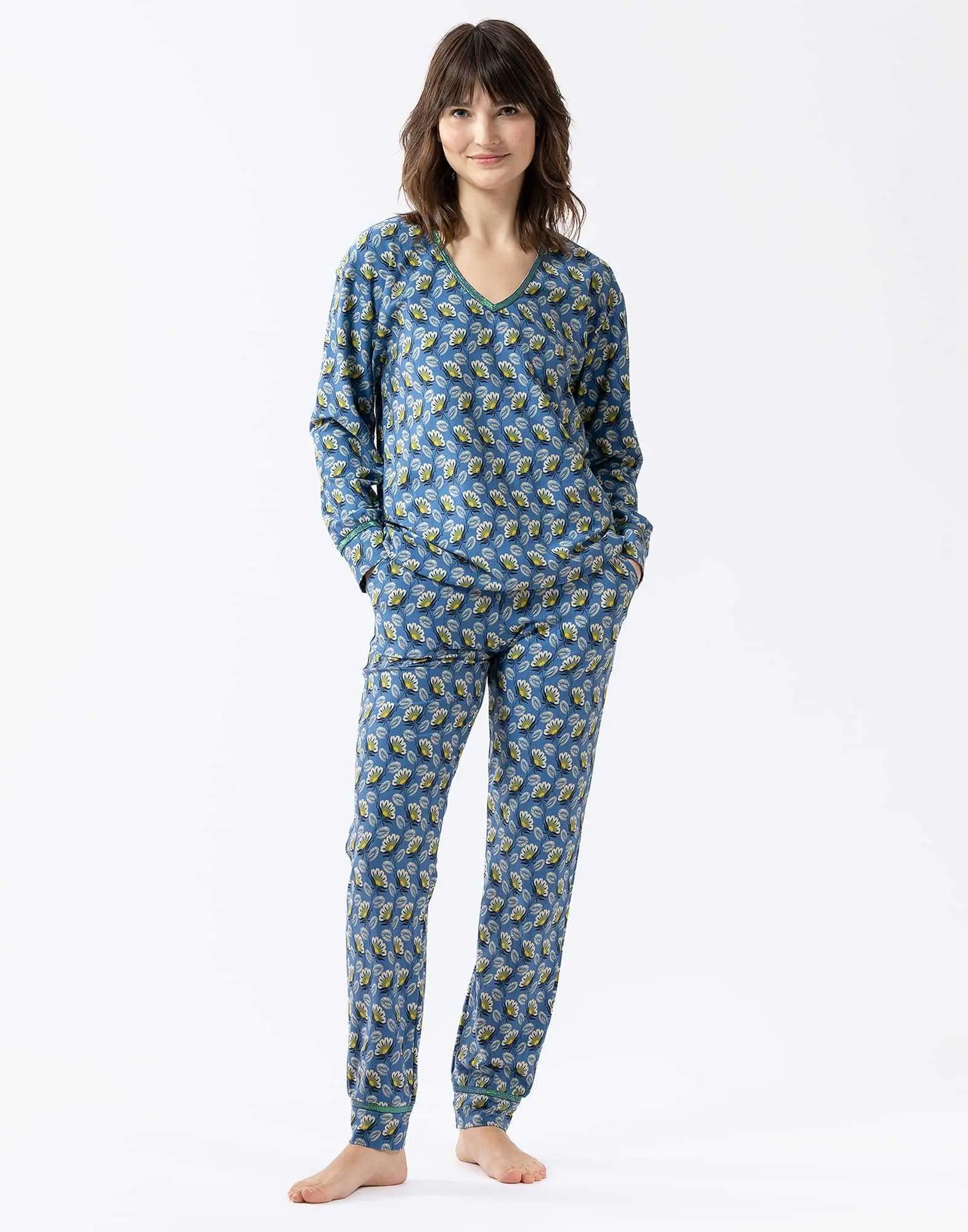 Jersey fabric pyjamas ZOÉ 602 blue | Lingerie le Chat