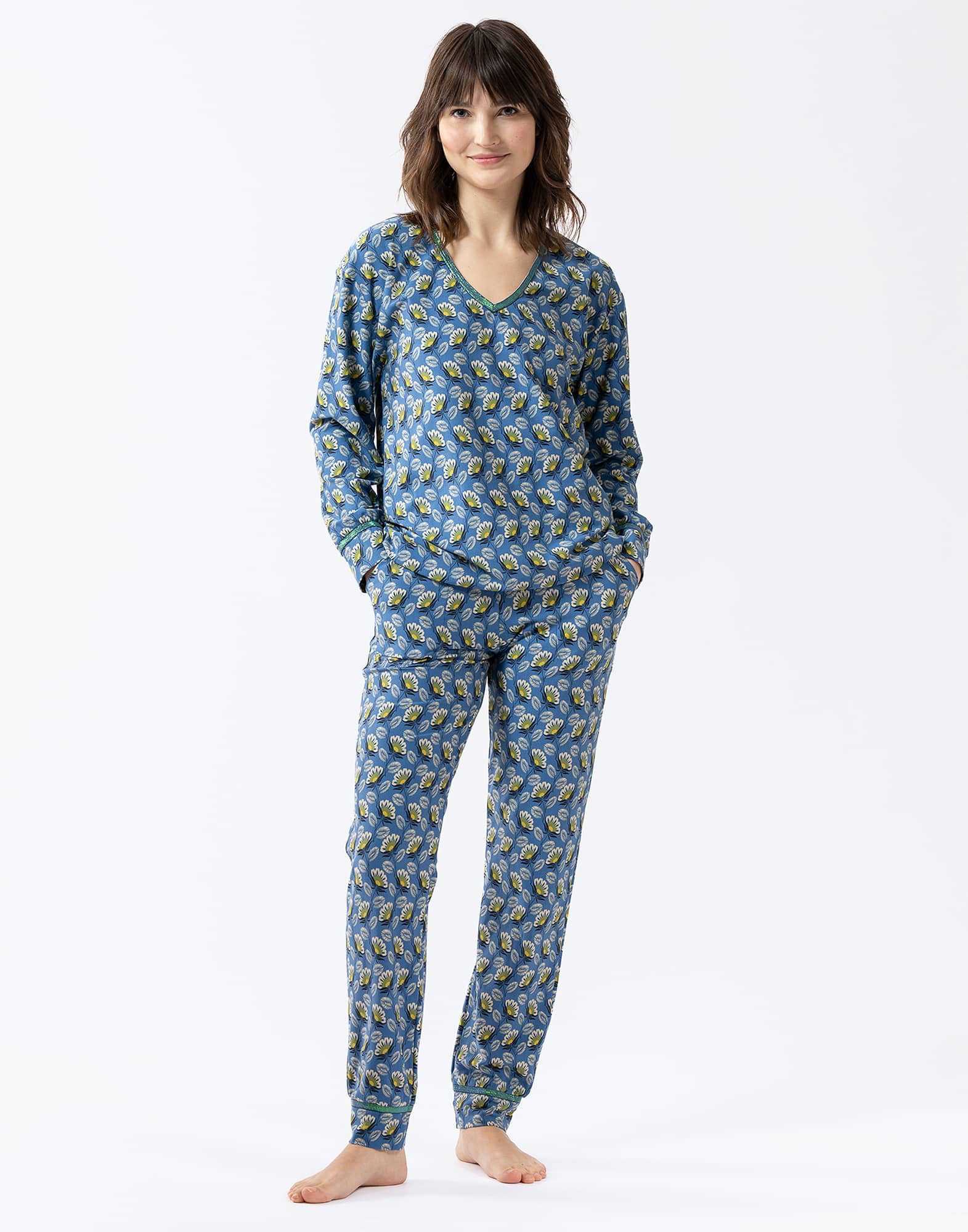 Pyjama en jersey imprimée bleu ZOÉ 602 bleu | Lingerie le Chat
