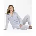 Pyjama boutonné en coton rayures HYGGE 606 ciel | Lingerie le Chat