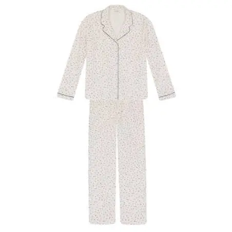 100% cotton interlock buttoned pyjamas HOLLY 606 ecru