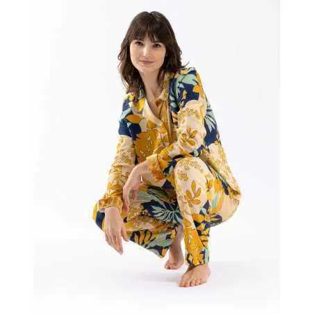 Pyjama boutonné FOUGÈRES 606 100% viscose imprimé multico  | Lingerie le Chat