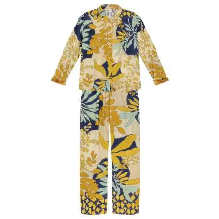 Buttoned Pyjamas FOUGÈRES 606 100% viscose multicolour print | Lingerie le Chat