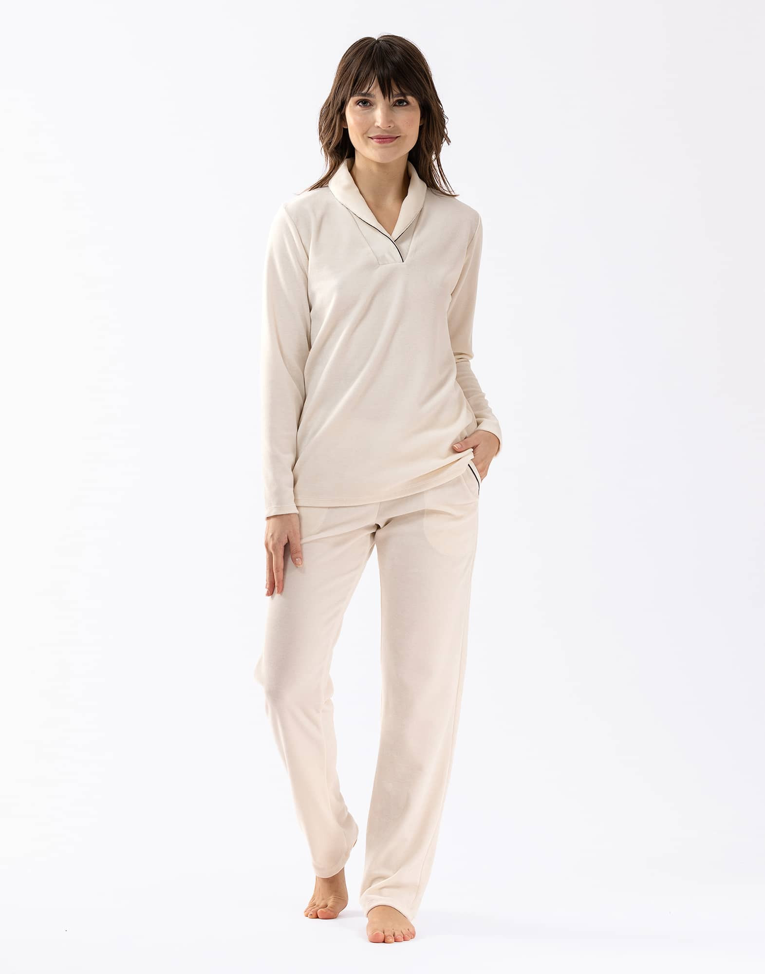 STRAW Femmes coton pyjamas hiver automne manches longues boutonnage Pijamas  pijamas pur coton de vêtement de nuit (Color : PinkB, Size : Medium) :  : Mode