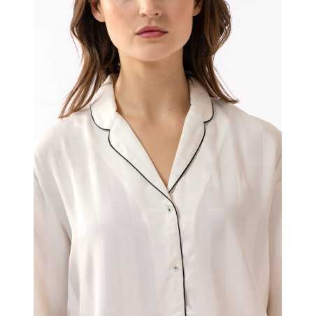 Buttoned pyjamas GABRIELLE 606 made from ecru viscose jacquard| Lingerie le Chat