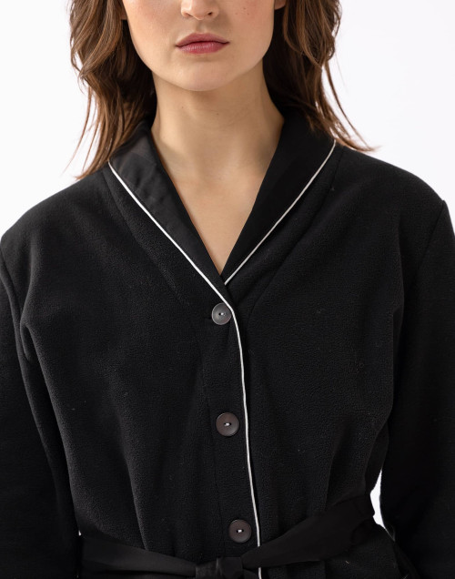 Pyjama boutonné GABRIELLE 616 en micropolaire et viscose jacquard noir