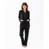 Buttoned pyjamas GABRIELLE 616 made from black microfleece and viscose jacquard