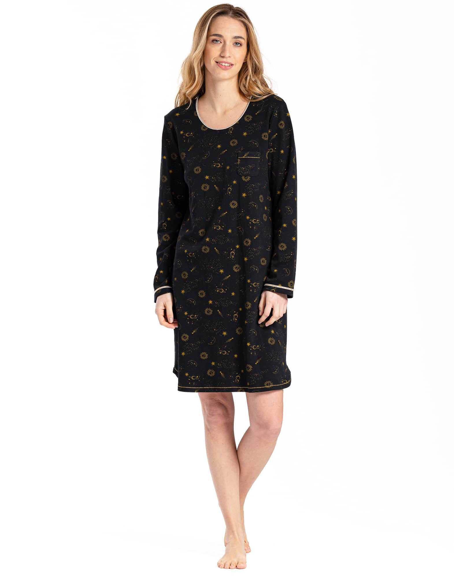 Chemise de nuit en coton CELESTE 601 noir Lingerie le Chat
