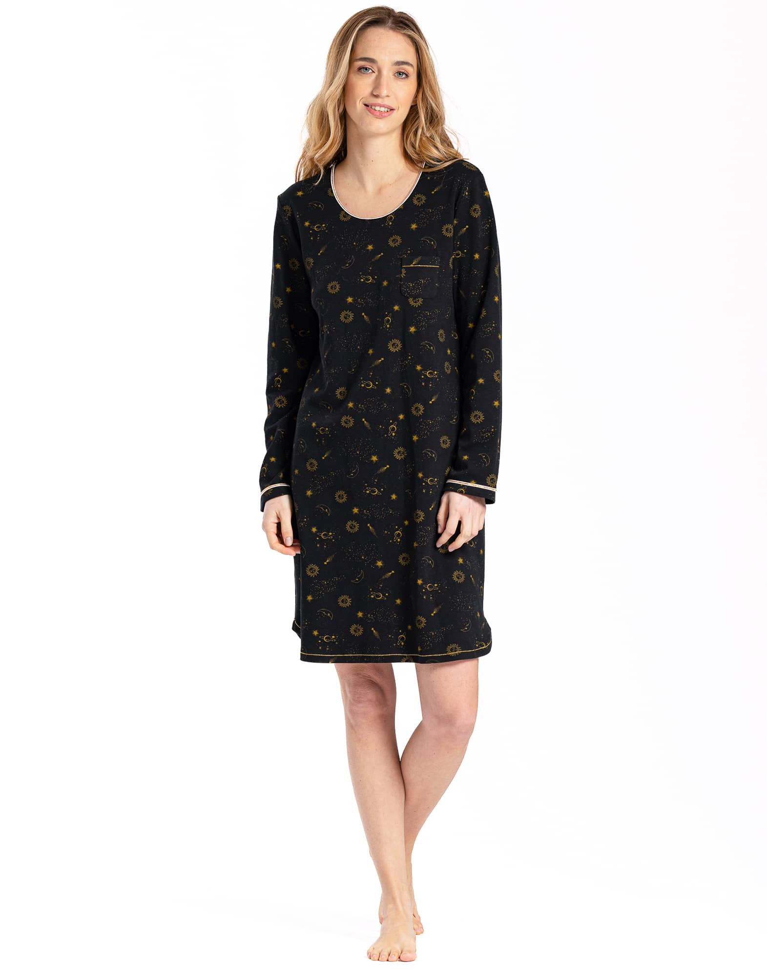 Long black store cotton nightgown