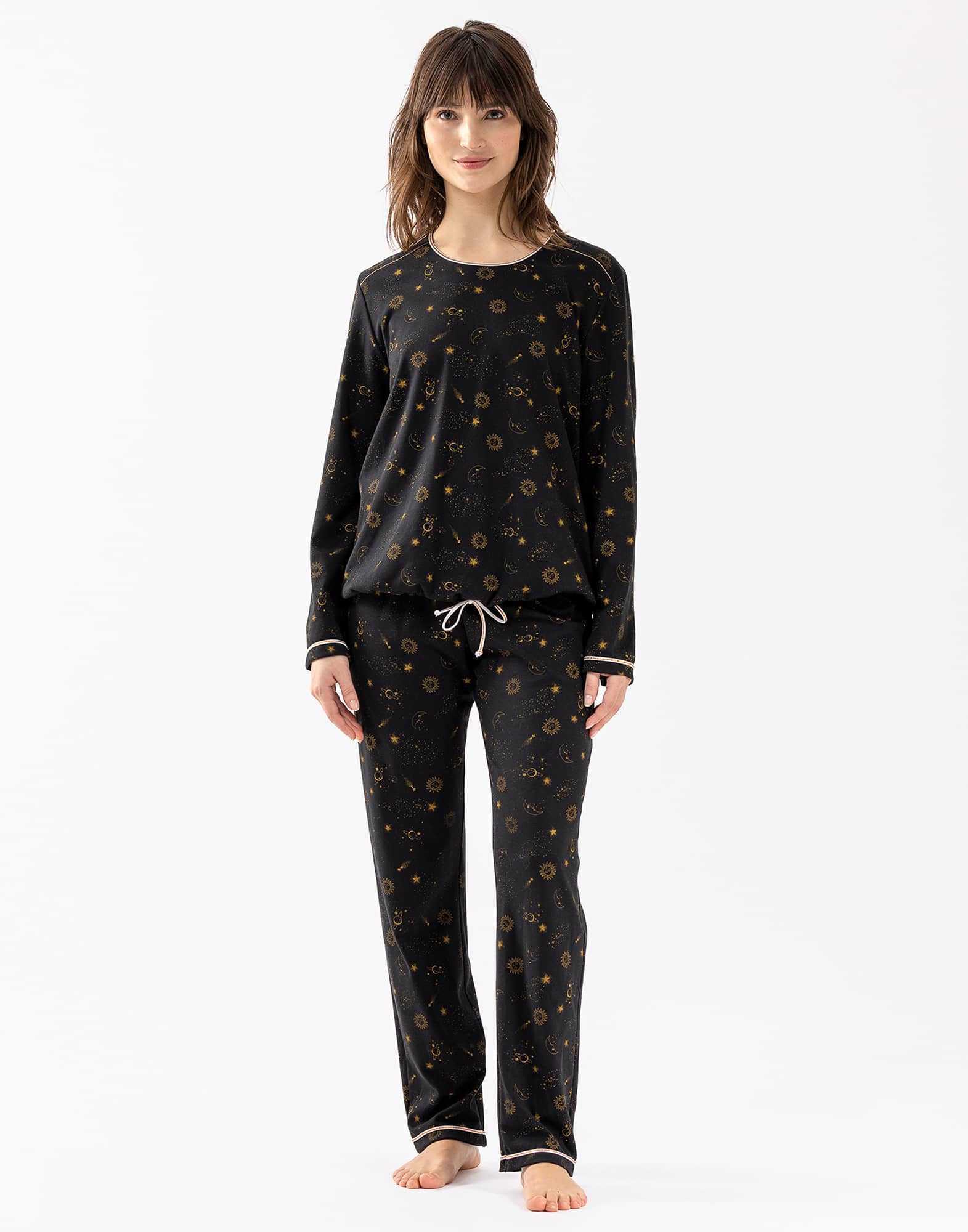 Cotton pyjamas CÉLESTE 602 black | Lingerie le Chat