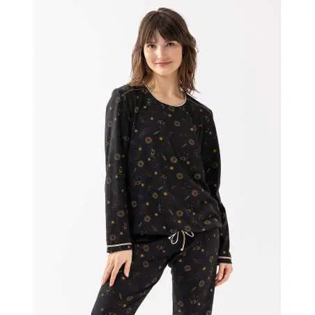 Cotton pyjamas CÉLESTE 602 black | Lingerie le Chat