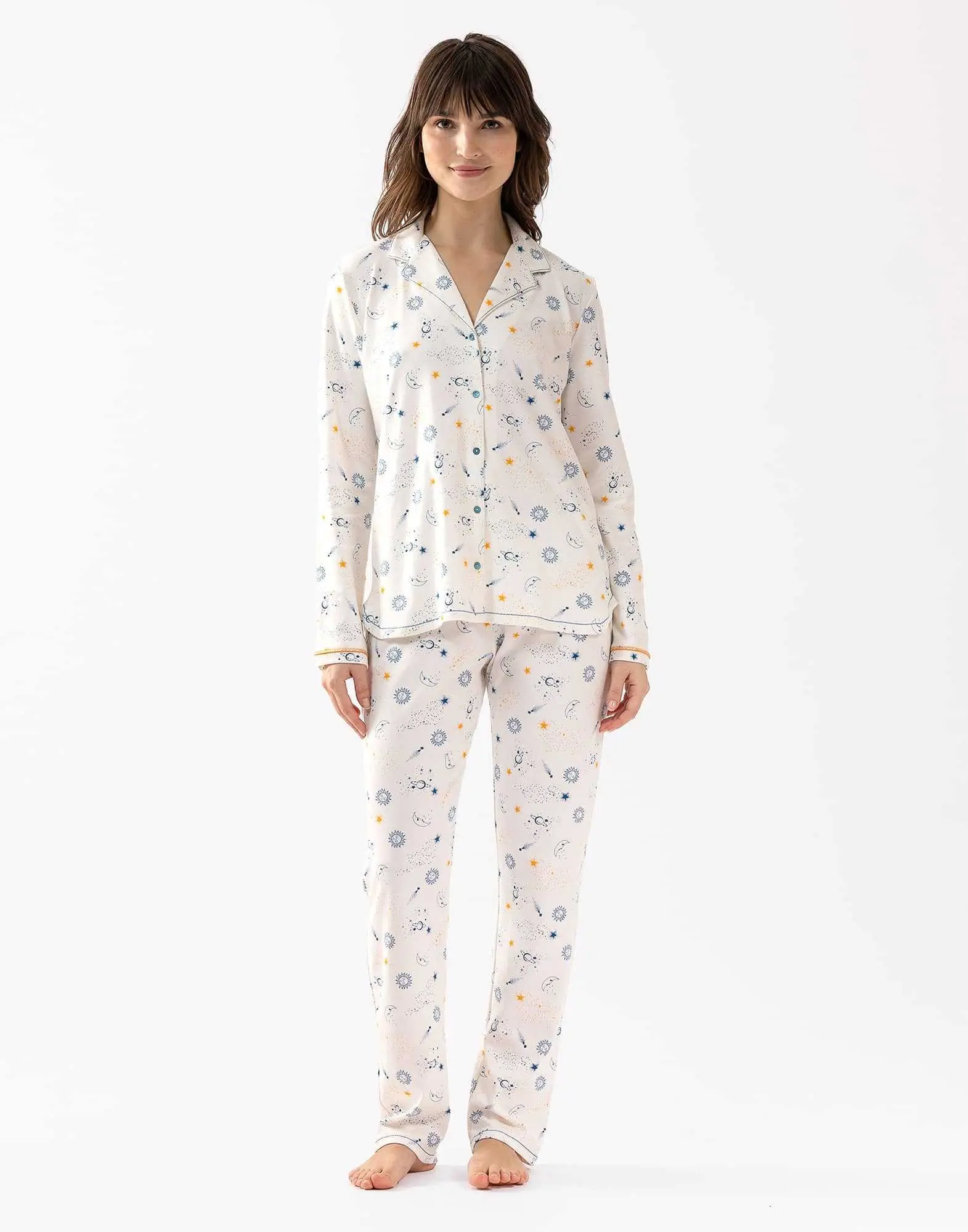 Buttoned cotton pyjamas CÉLESTE 606 ecru | Lingerie le Chat