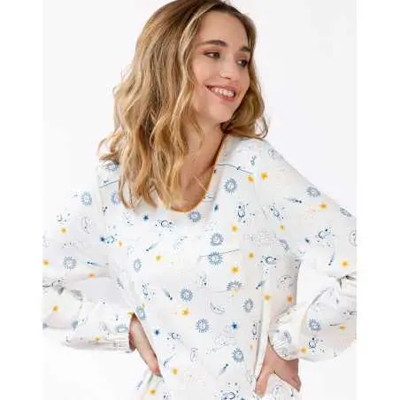 Long sleepshirt in 100% cotton interlock CÉLESTE 611 ecru