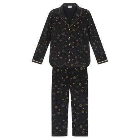 Buttoned cotton pyjamas CÉLESTE 606 black | Lingerie le Chat