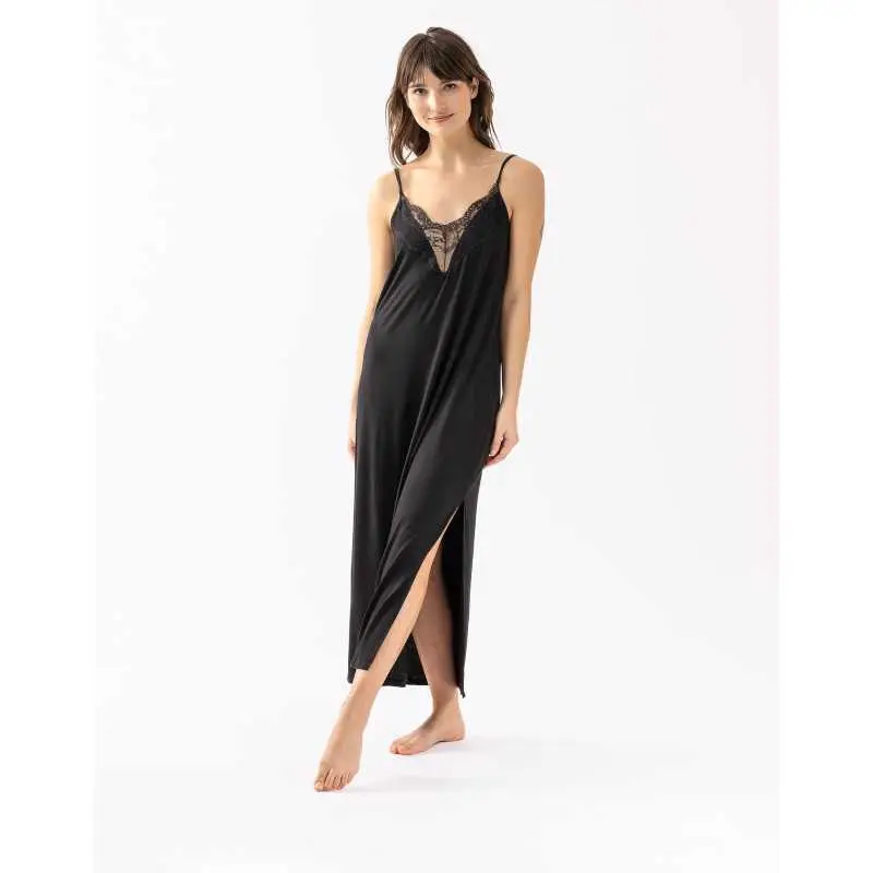 Long jersey fabric nightdress VIVIENNE 613 black | Lingerie le Chat