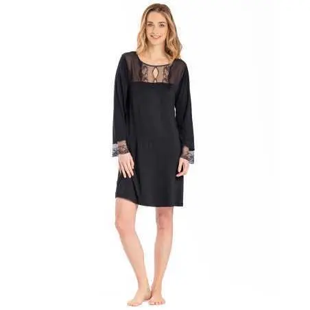 Jersey fabric nightdress VIVIENNE 601 black| Lingerie le Chat