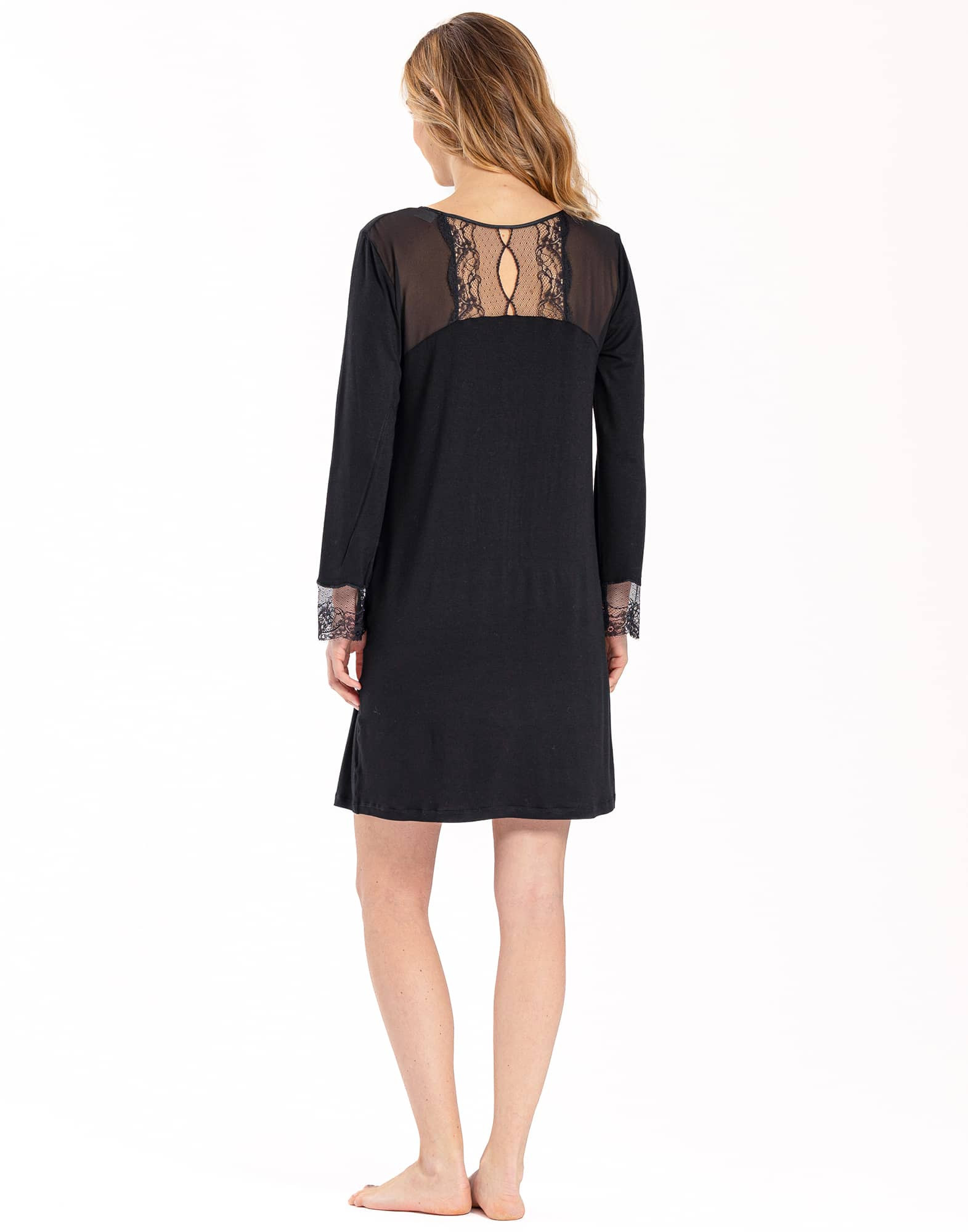 Chemise de nuit en jersey et dentelle noir VIVIENNE 601 noir