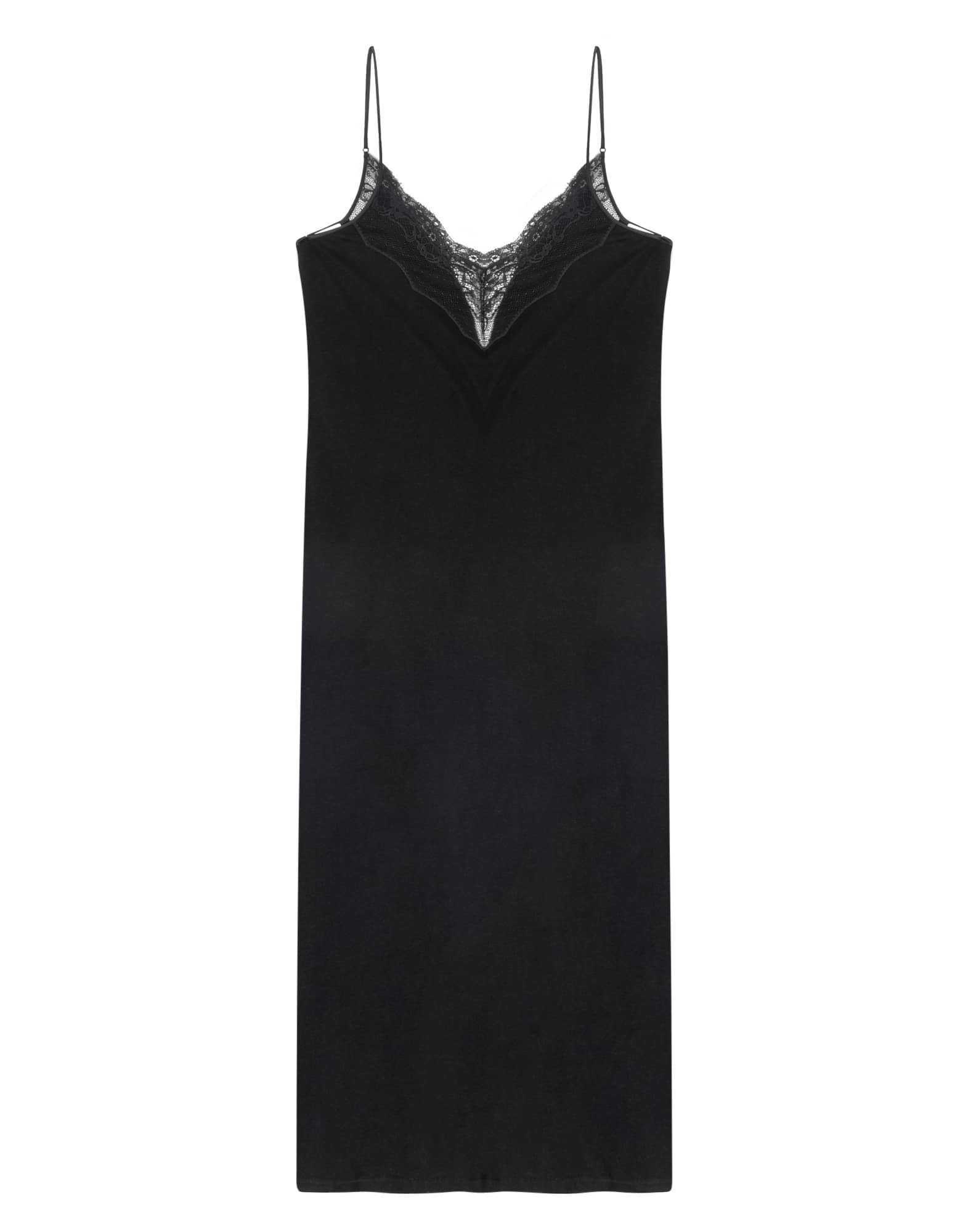 Nuisette longue en jersey et dentelle noir VIVIENNE 613 noir