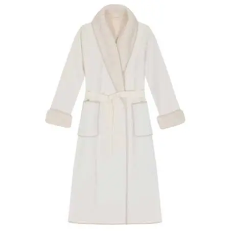Plush and chenille dressing gown HYGGE 660 ecru | Lingerie le Chat
