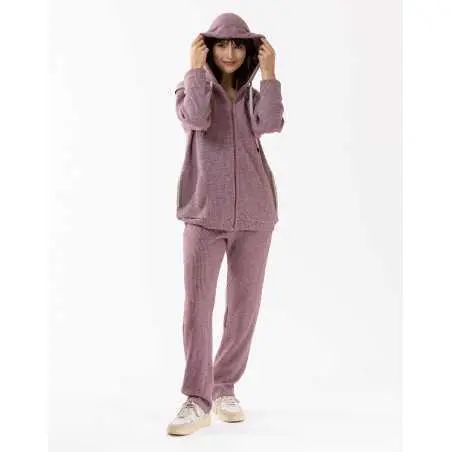 Zip-front hoodie in lurex knit FRILEUSE 670 purple | Lingerie le Chat