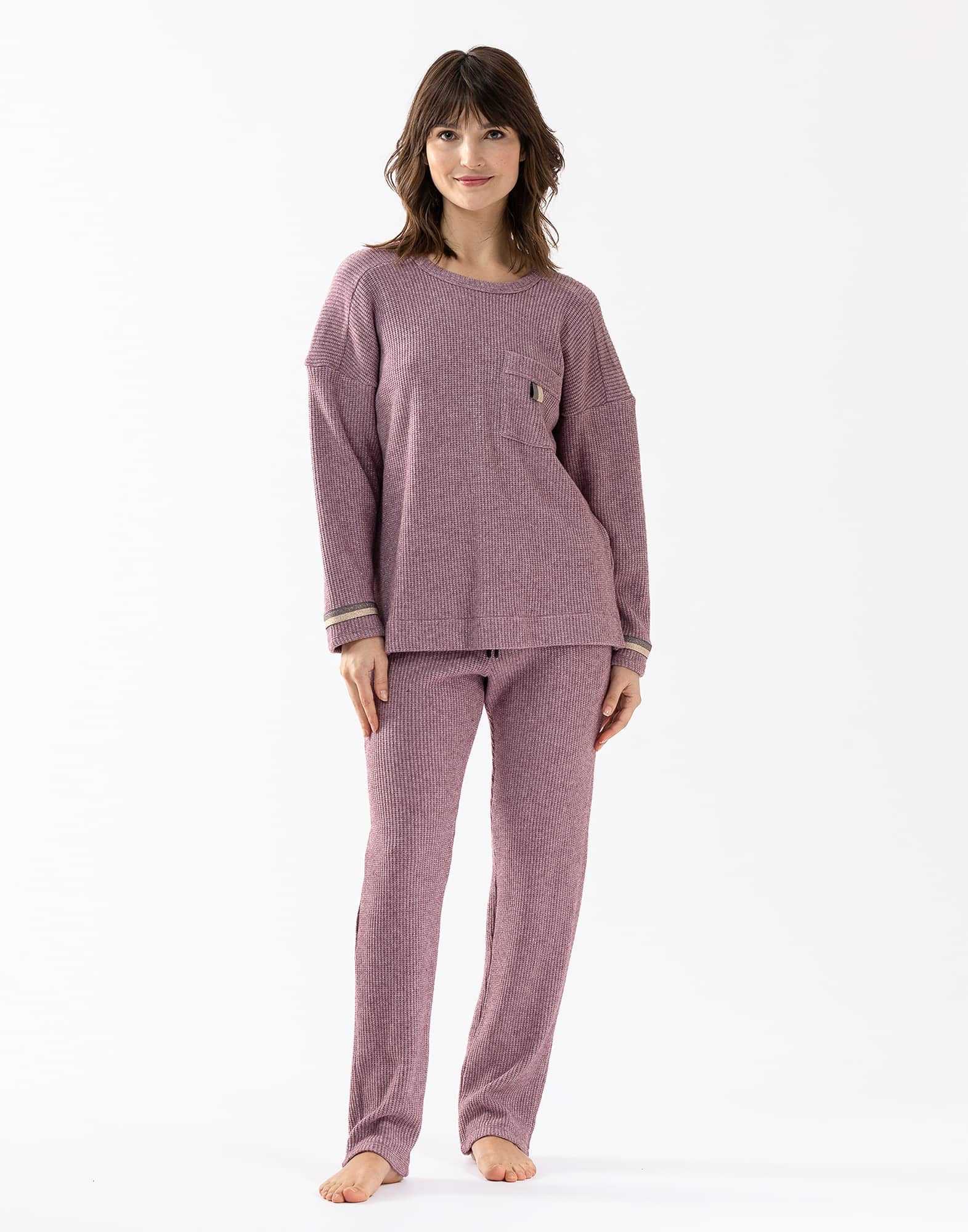 Haut de pyjama manches longues Femme VIOLET Coton SALABRE