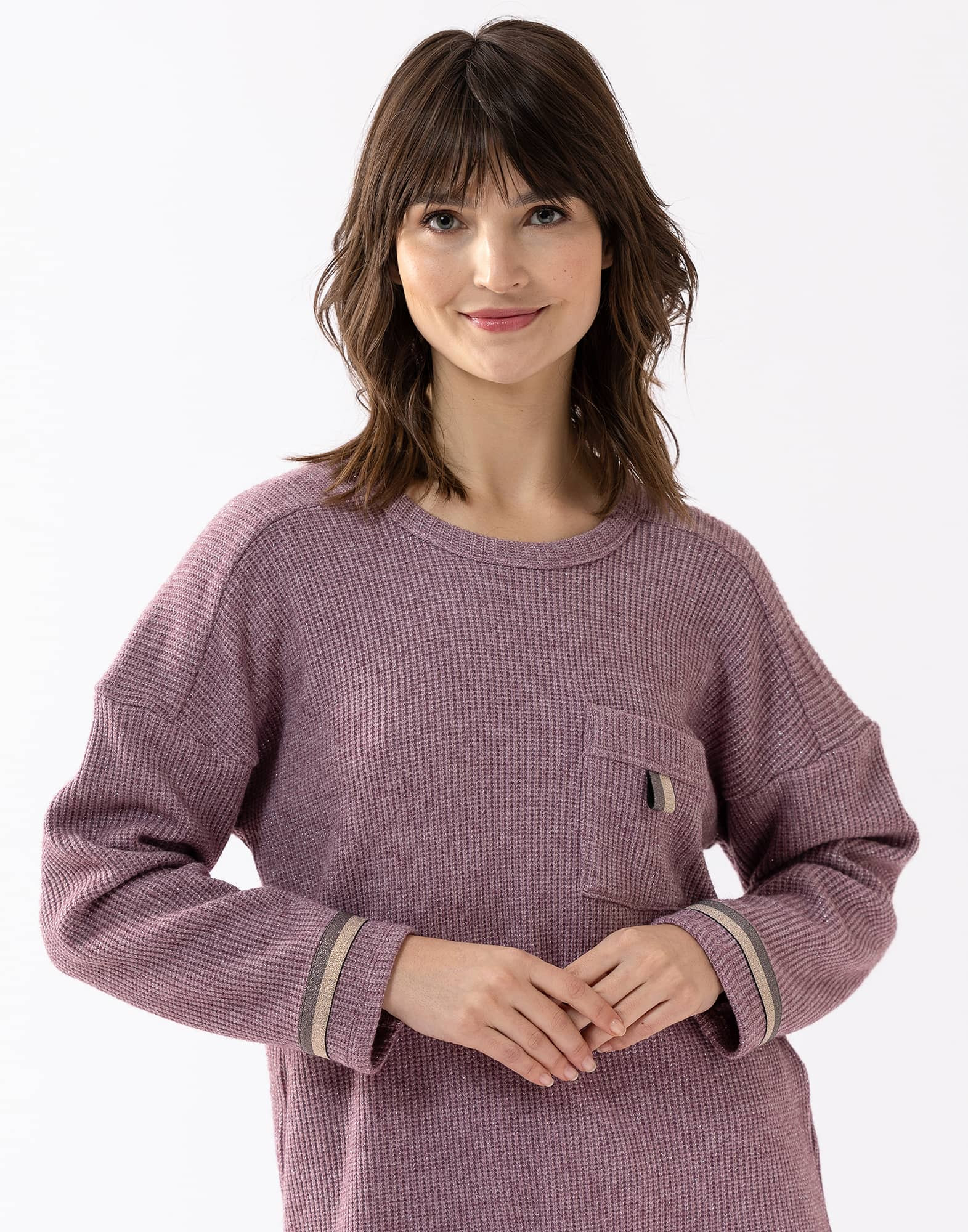 Pyjamas in lurex knit fabric FRILEUSE 602 purple