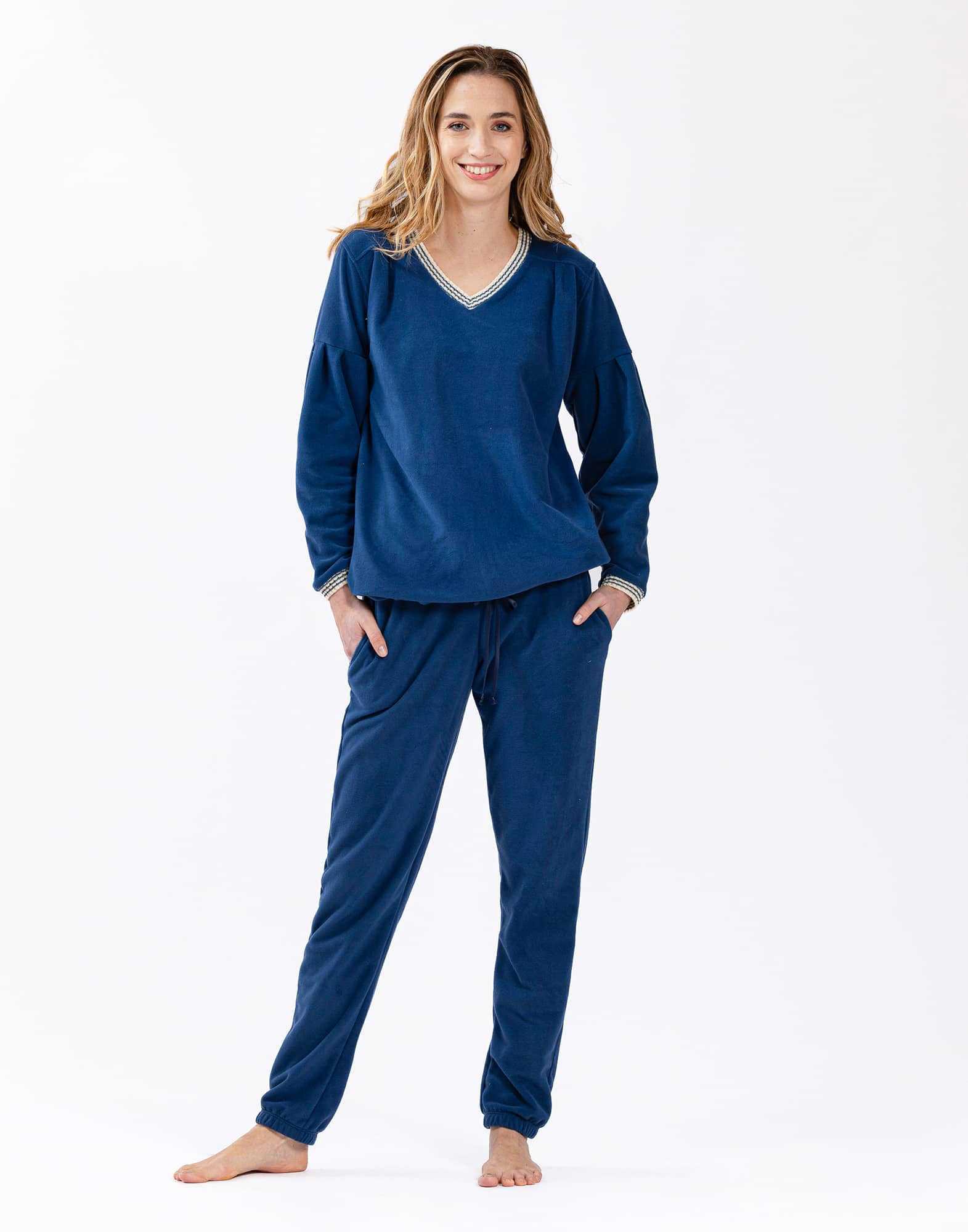 Microfleece pyjamas COMFY 602 blue | Lingerie le Chat