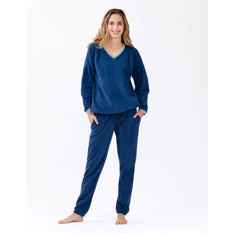Pyjama en micropolaire COMFY 602 bleu | Lingerie le Chat Pyjama en micropolaire COMFY 602 bleu | Lingerie le Chat