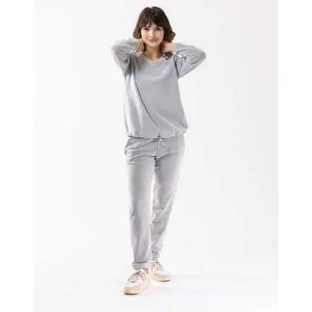 Pyjama en micropolaire COMFY 602 gris chiné  | Lingerie le Chat