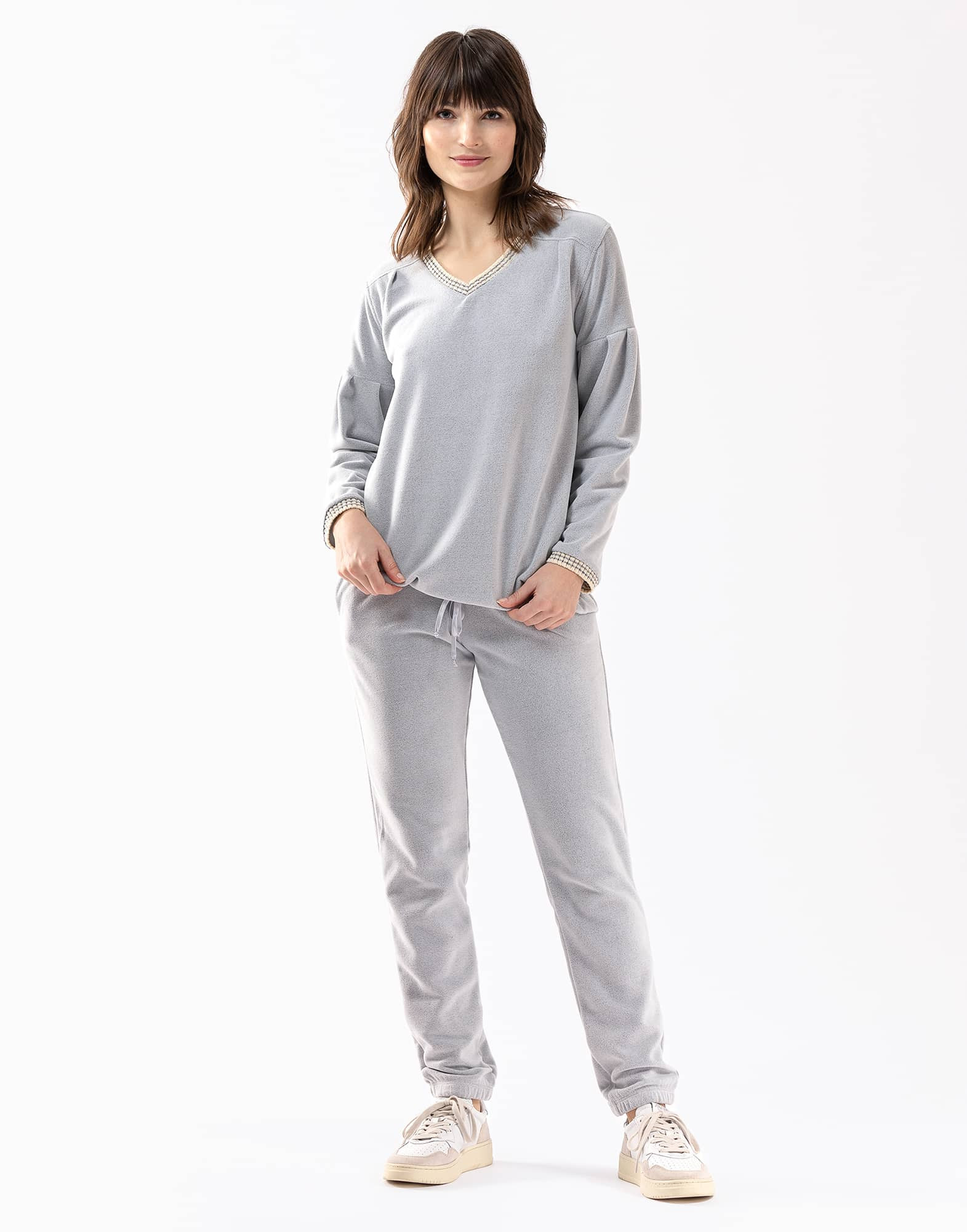 Pyjama long a côtes avec capuche fabrication française- Femme | Kindy