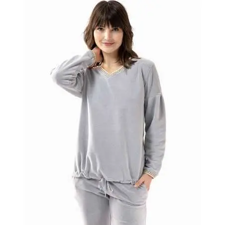 Microfleece pyjamas COMFY 602 grey fleck | Lingerie le Chat