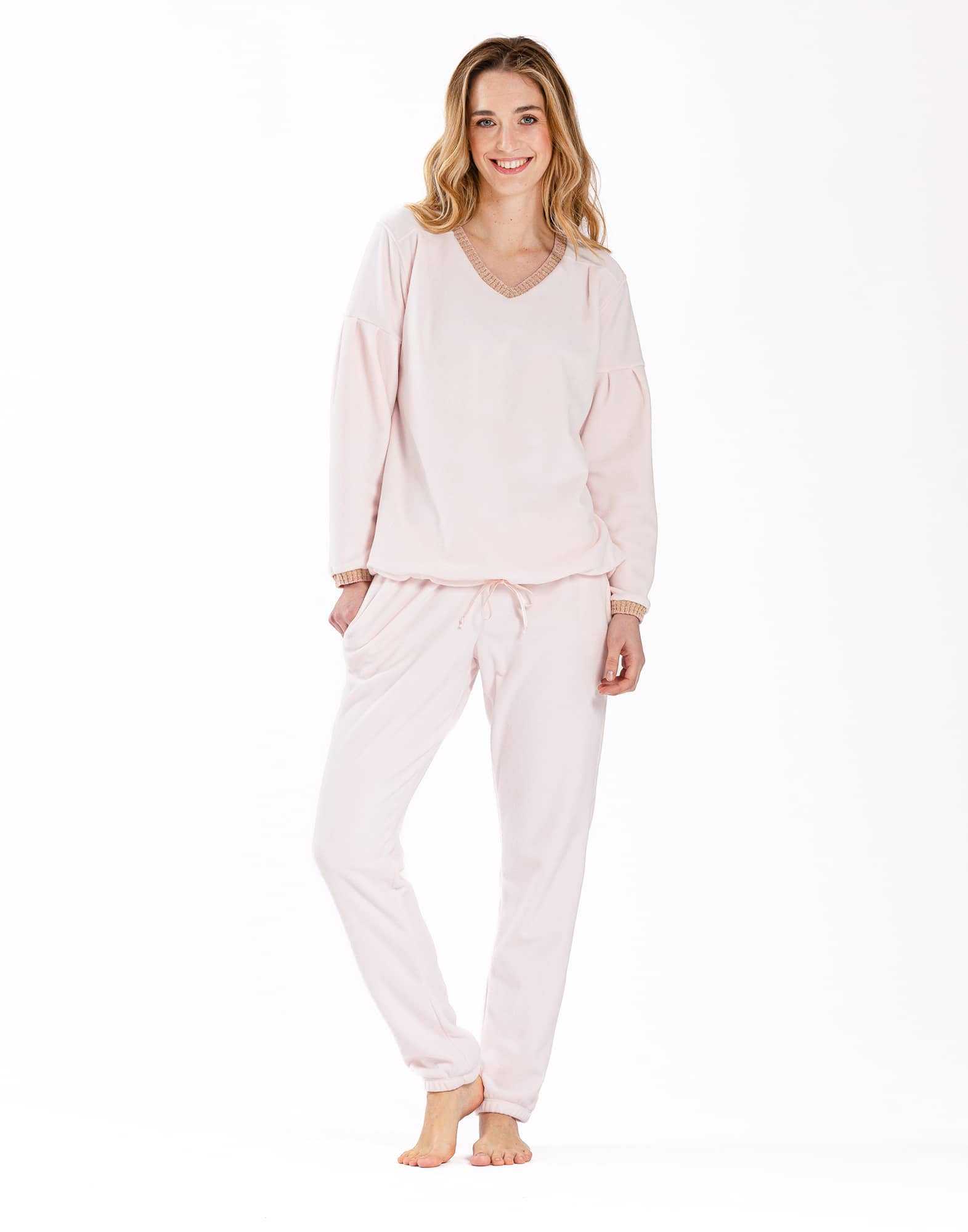 Microfleece pyjamas COMFY 602 rosewood | Lingerie le Chat