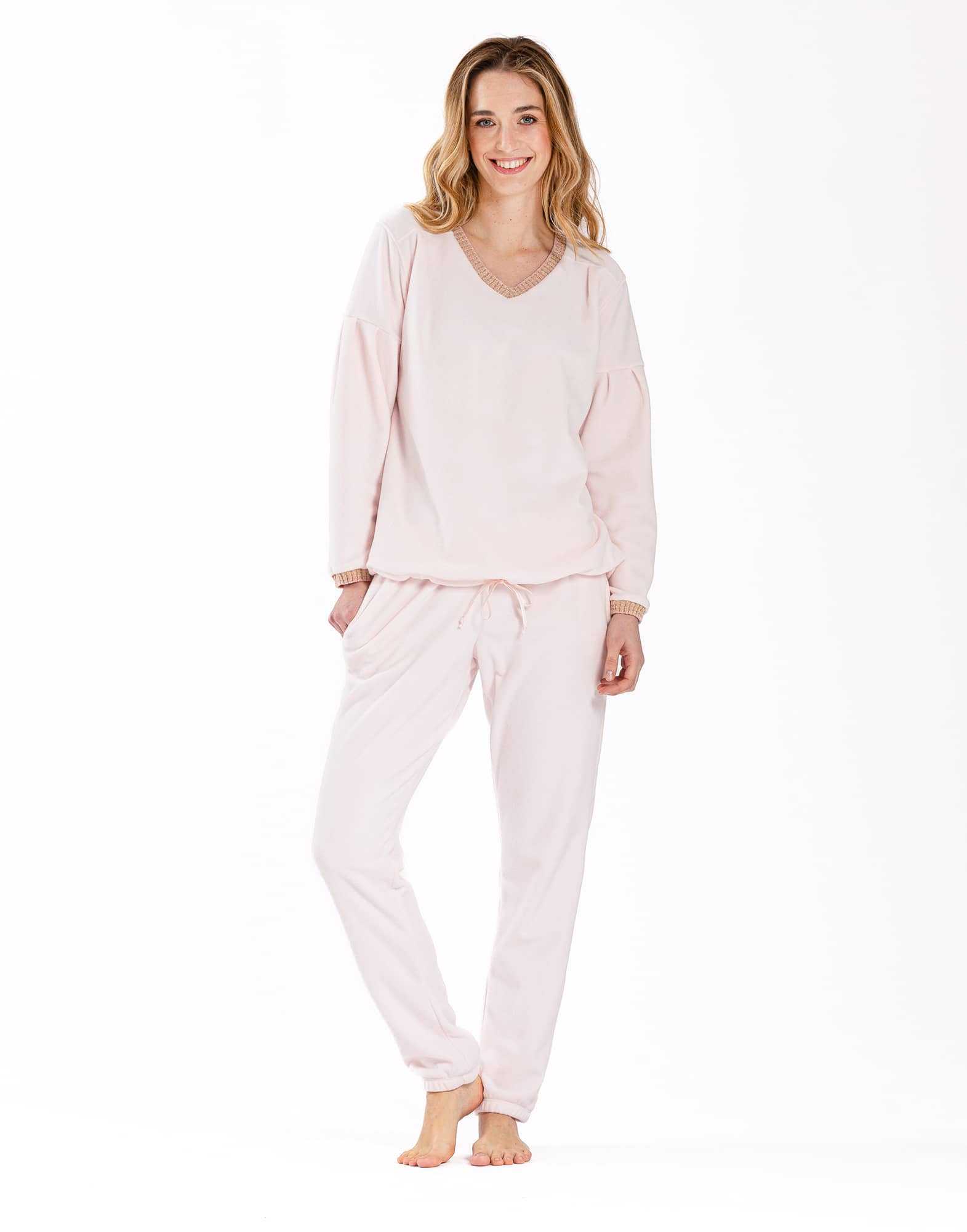 Pyjama en micropolaire COMFY 602 bois de rose  | Lingerie le Chat
