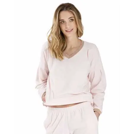 Pyjama en micropolaire COMFY 602 bois de rose  | Lingerie le Chat