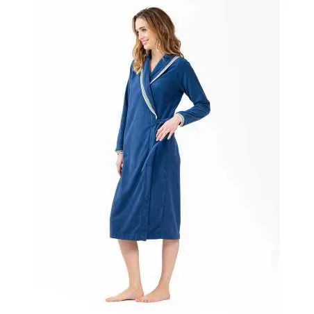 Microfleece bathrobe COMFY 660 blue | Lingerie le Chat