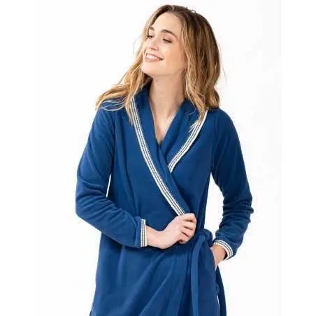 Microfleece bathrobe COMFY 660 blue | Lingerie le Chat
