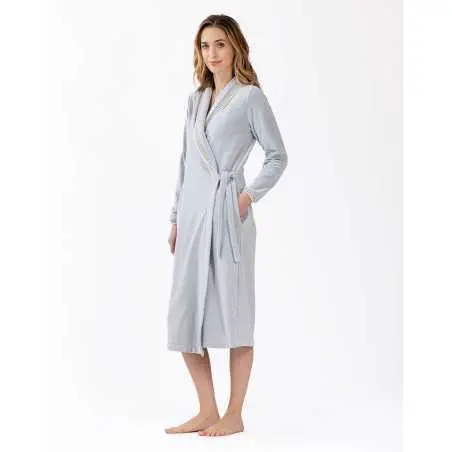 Microfleece bathrobe COMFY 660 grey fleck | Lingerie le Chat