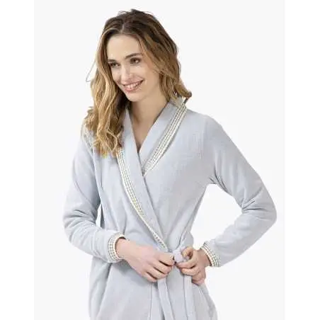Microfleece bathrobe COMFY 660 grey fleck | Lingerie le Chat