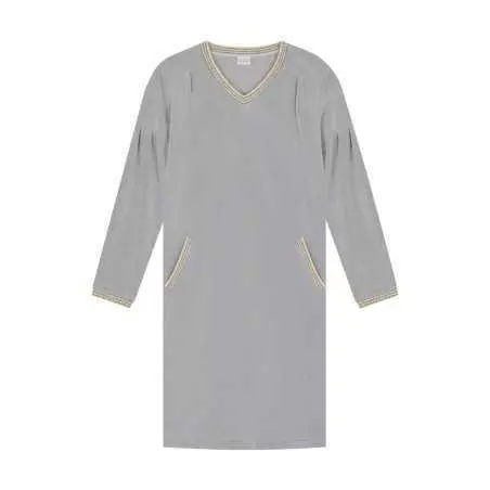 Chemise de nuit en coton COMFY 601 gris chiné  | Lingerie le Chat