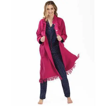 Long woollen jacket FOEHN 650 peony | Lingerie le Chat