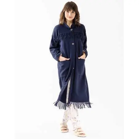 Long woollen jacket FOEHN 650 navy blue | Lingerie le Chat