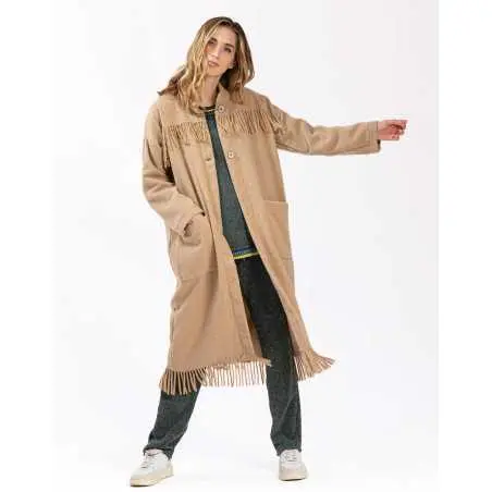 Long woollen jacket FOEHN 650 beige | Lingerie le Chat