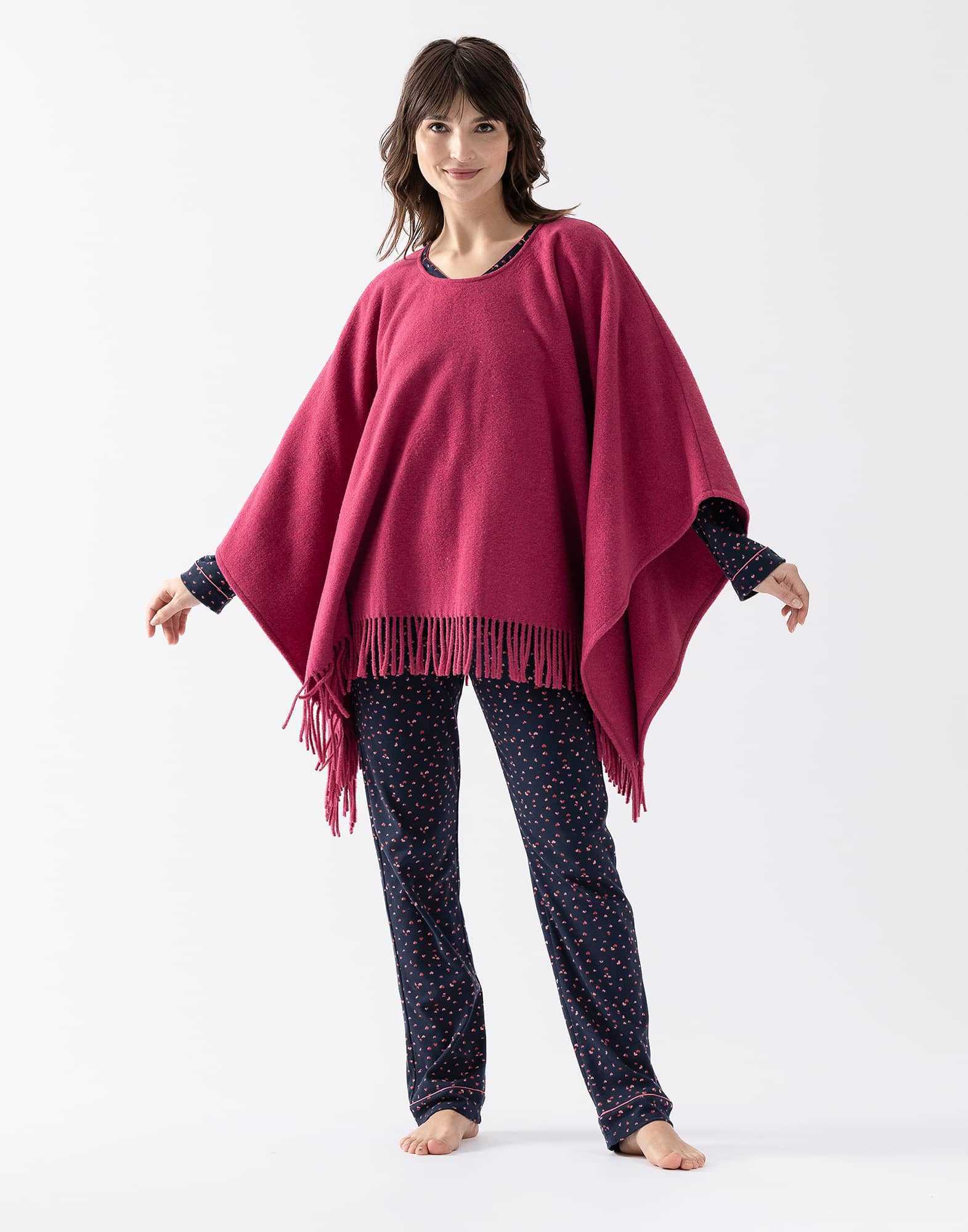 Woollen poncho FOEHN 671 peony | Lingerie le Chat