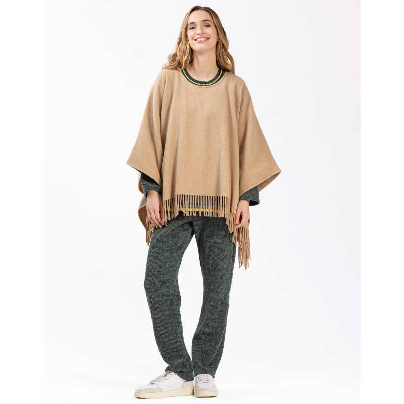 Woollen poncho FOEHN 671 beige | Lingerie le Chat