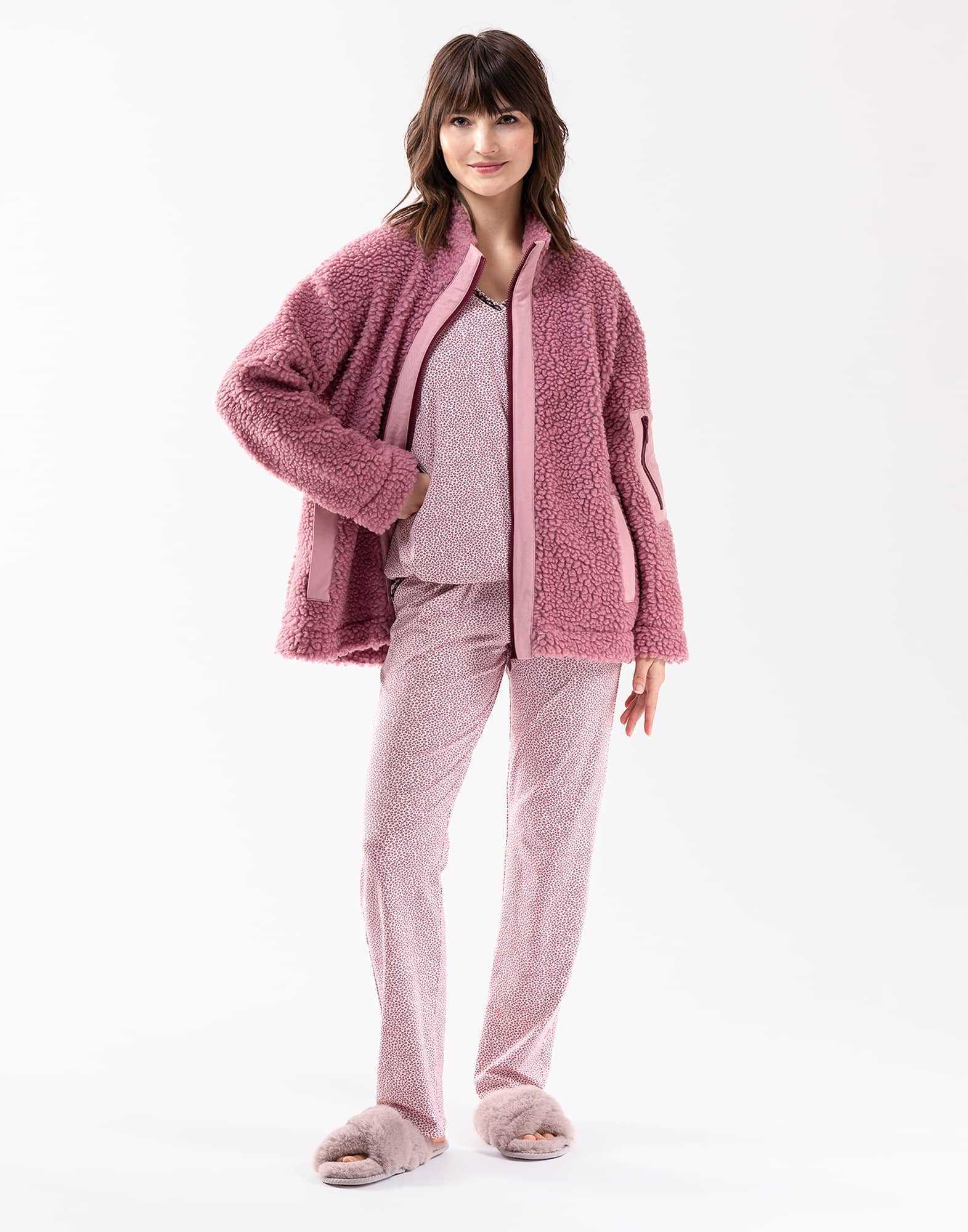 Veste zippee en moumoute ANGORA 650 rose