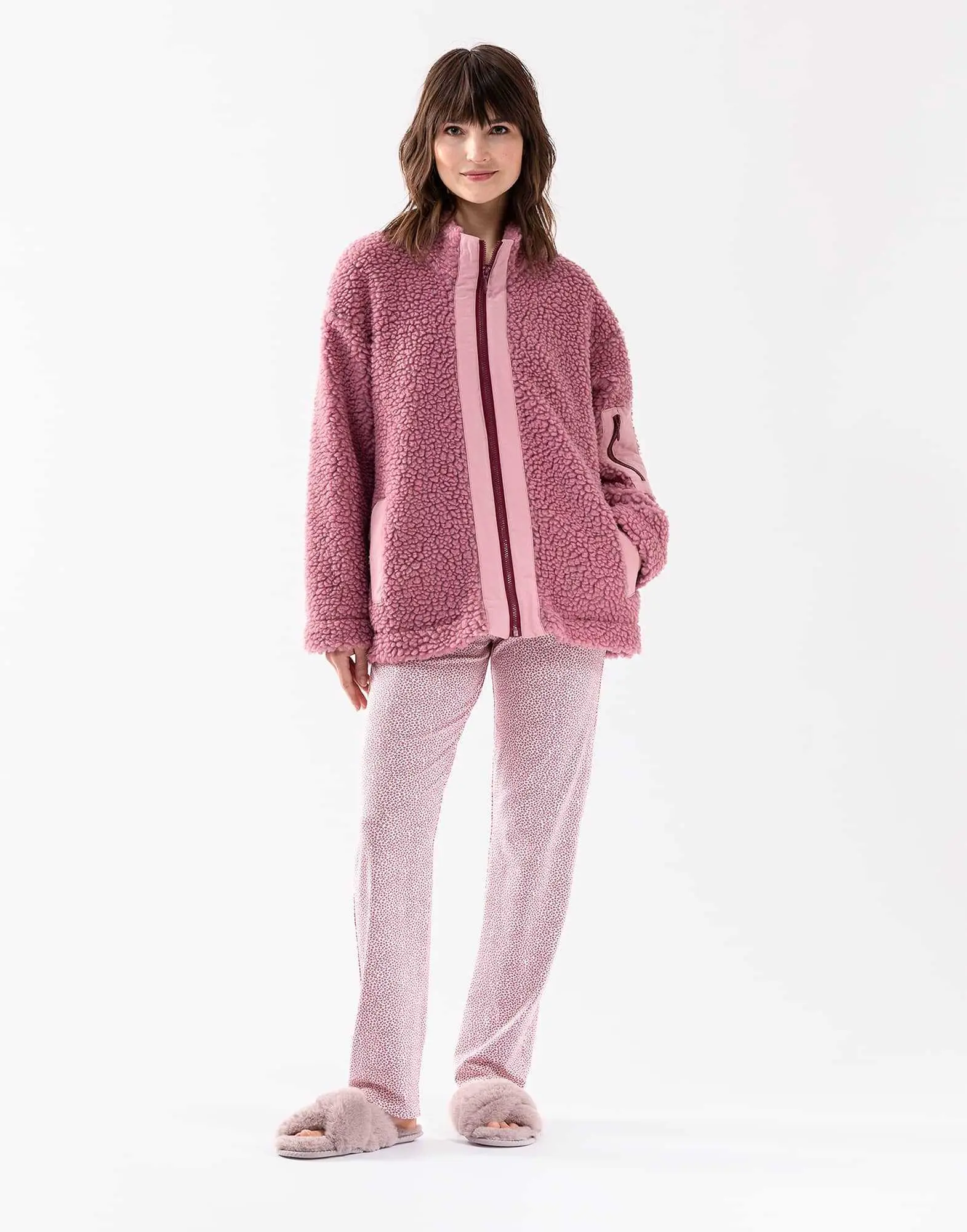 Plush fleece jacket ANGORA 650 pink | Lingerie le Chat