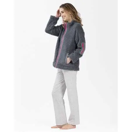 Plush fleece jacket ANGORA 650 grey fleck | Lingerie le Chat